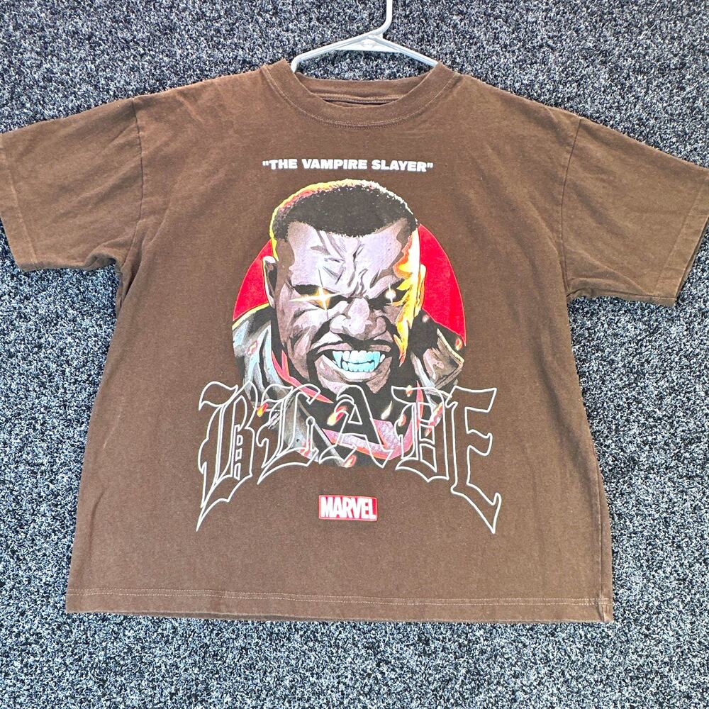 Marvel Blade Men's Brown Graphic Print Crew Neck Short Sleeve Cotton Tee M